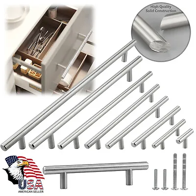 2 -20  Inch Solid Stainless Steel Euro T Bar Modern Kitchen Cabinet Pull Handles • $3.59