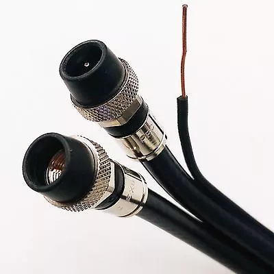 RG6 3GHz DUAL SIAMESE W/ GROUND MESSENGER COAXIAL CABLE WEATHER BOOT CONNECTORS • $28