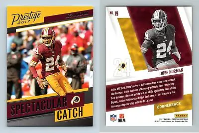 Josh Norman #19 Prestige Football 2017 Panini Spectacular Catch Trading Card • £1.49