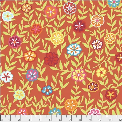 Free Spirit Kaffe Fassett Busy Lizzy Red Fabric By The Yard • $12.50