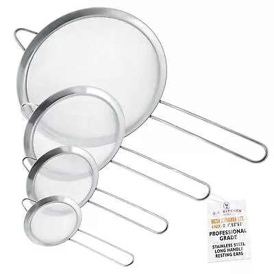 - Set Of 4 Premium Quality Fine Mesh Stainless Steel Strainers - 3  4  5.5 ... • $18.87