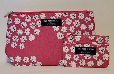 MARIMEKKO CLINIQUE Pink Blossoms LARGE Cosmetic & Coin Card Case FREE SHIP • $12.95