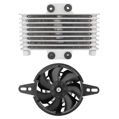 Universal Aluminum Motorcycle Engine Oil Cooling Fan Water Cooler Radiator • $93.65