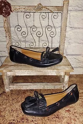 B.Makowsky BFKADY Black Leather Tassel Loafers Flats Shoes Size 5.5M Women’s • $25