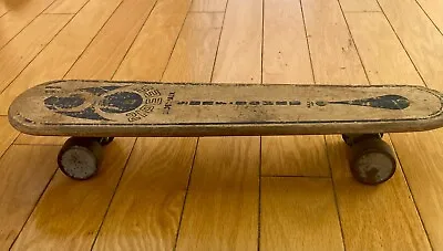 Vintage Zipees Wood Skateboard Sidewalk Surfboard Metal Wheels  • $150