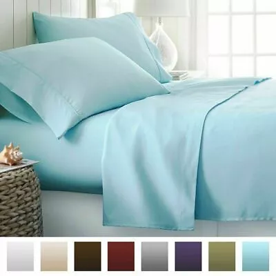 100% Cotton 1000 TC Sheet Set Fitted Flat Pillow Case Deep Pocket Bed Cover • $104.13