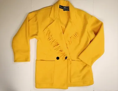Vintage Barrie Stephens Marigold Yellow Fleece Jacket Western Fringe S/M • $58