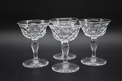 $75 • Buy (4) Val St Lambert Belgian Cut Crystal Belvedere Diamond 4  Cordial Glasses