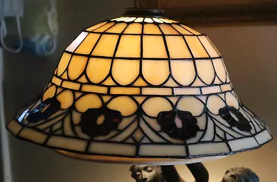 Vintage Tiffany Style Flower Mosaic Lamp Shade Round Resin Gorgeous • $39.95