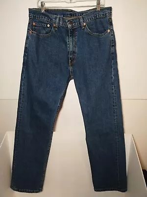 Levi's 505 Straight Leg Jeans Men's 36X32 Mid Rise Blue Denim • $14