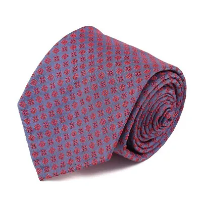 Sartorio Napoli By Kiton Blue And Red Jacquard Unlined 7-Fold Silk Tie NWT • $119
