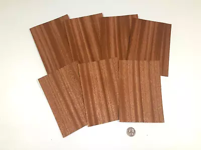 1 Lot Of 7pcs Ribbon Striped Quartered Mahogany Raw Veneer Shorts Lot #455 • $15.49