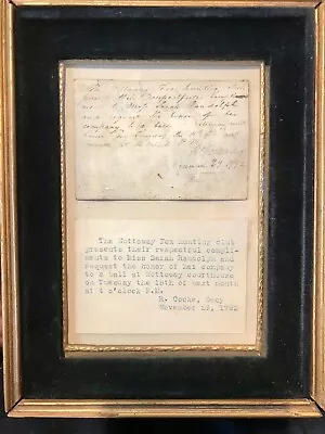 Randolph And Cocke Family 1793 Letter/Note - Relative Of Thomas Jefferson. • $888.88