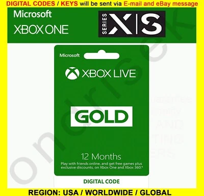 Xbox Live Gold 12 Month Membership Code |  Live CORE | GOLD USA | GLOBAL REGION • $84.55