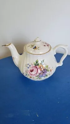  Staffordshire England Vintage Porcelain China Teapot &lid Gold Trim • $35