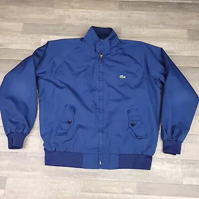 Vintage Izod Lacoste Jacket Mens Large Blue Bomber Croc Preppy Golf Tennis • $24.95