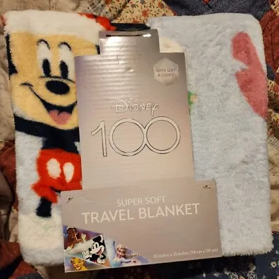 Disney 100 Super Soft Travel Blanket Mickey Minnie Stitch And Elsa • $24.99