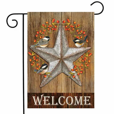 Welcome Barn Star Fall Thanksgiving Chickadee Bird Mini Window Garden Yard Flag • $8.97