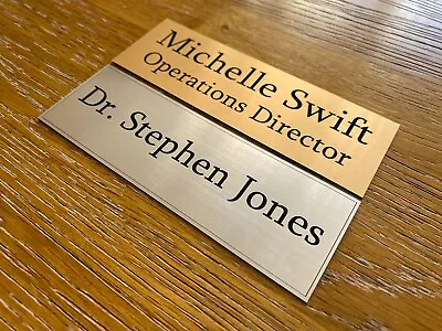 Internal Door Sign Name Plate Room Gold Silver Brass Effect [Personalised 0.5] • £6.92