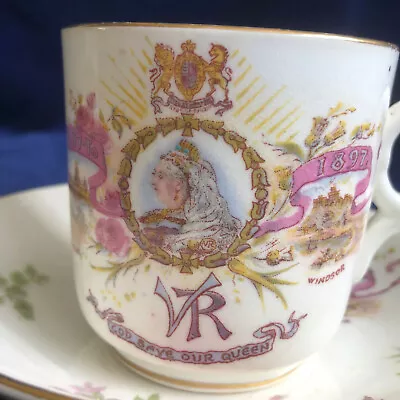 Queen Victoria Jubilee 1837-1897 Cup & Saucer Windsor God Save The Queen • £35