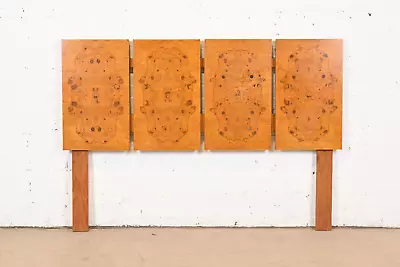 Milo Baughman Style Mid-Century Modern Burl Wood Queen Size Headboard 1970s • $1995