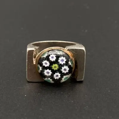 Caithness Silver Ring Set With Paul Ysart Millefiori Cane 1972 • £33.99