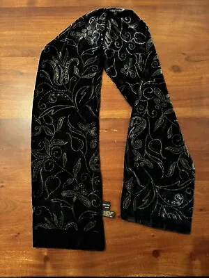 Saks Fifth Avenue Rectangular Velvet Silk Blend Scarf (7”x 51”) • $6.90