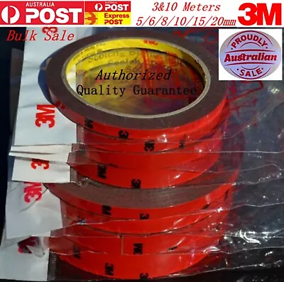 3M Double Sided Car Auto Tape Strong Permanent Super Sticky 3&10 Meter 5mm-20mm • $6.39