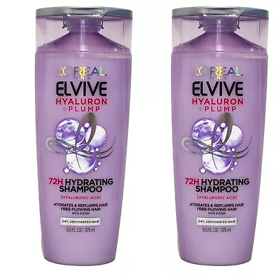 2 L'Oreal Paris Elvive Hyaluron Plump Hydrating Shampoo For Dry Hair 12.6 Oz • $13.99