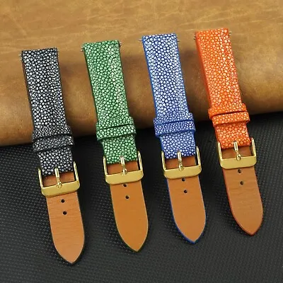 18mm 20mm 22mm Leather Watch Strap Genuine Stingray Watch Band Men Vintage • £50.39