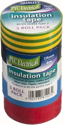 Quality PVC Electrical Assorted Insulation Tape 19mm - 5 Roll Pack • £3.99