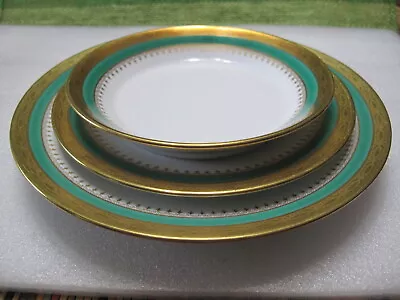 Richard  GINORI 3pc In Regal Green & Gold Salad Bread Saucer Plate  • $29.99