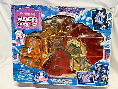 Mickeys Clock Shop Mr Christmas Musical Animated Disney Minnie Mouse Goofy WORKS • $79.99