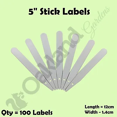 £3.95 • Buy 100 X 5  Seed Labels White Plastic Plant Stick In 10cm Tray Marker
