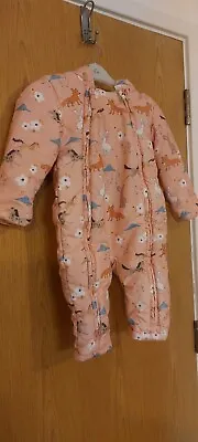 M&S  Baby Girl Woodland Printed Snowsuit Size 12-18months/83cm • £9.99