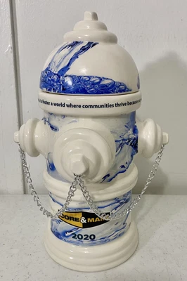$49 • Buy CORE & MAIN Fire Hydrant Cookie Jar 2020 Advertising Ceramic Blue Water