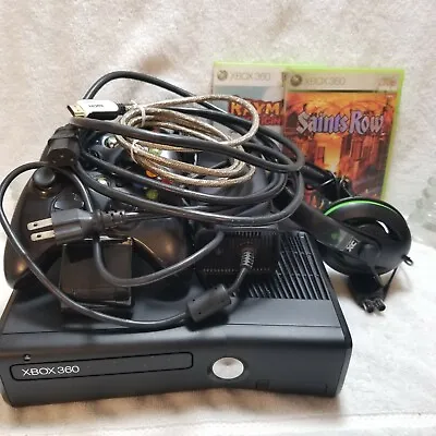 $150 • Buy Xbox 360 S Black Console1439 W 2 Controllers Charger Headset 2 Games & Cables