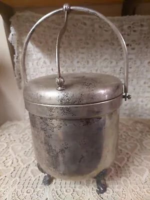 FB Rogers 1883 Tactical AR Command Vintage Silver Plate Glass Hinged Ice Bucket • $4.99