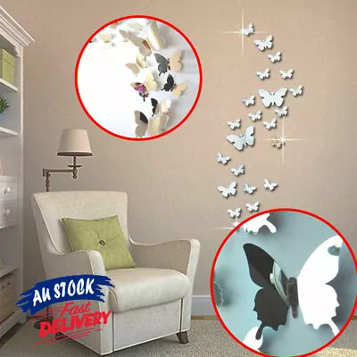 $10.99 • Buy 3D Mirrors Butterfly Mural Decor Removable Art Decoration Wall Stickers DIY
