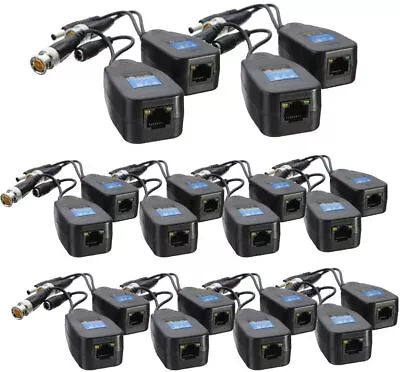 10 Pair CCTV Coax BNC Video Power Balun Transceiver To CAT5e 6 RJ45 Connector • $34.99