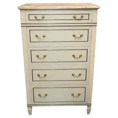 French Directoire Style Light Blue Painted Marble Top Dresser Semanie • $1615.50