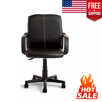 Leather Mid-Back Rolling Swivel Office Chair Ergonomic Desk Chairs Computer Task • $76.88