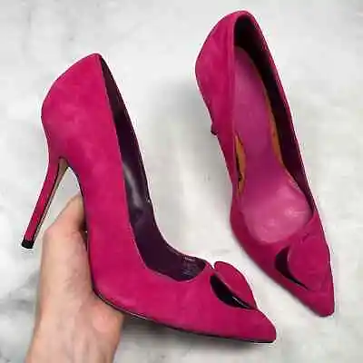 $89.99 • Buy Zara Woman Suede Heart Pointed Toe Stiletto Heel Pumps Leather Pink Retro 39