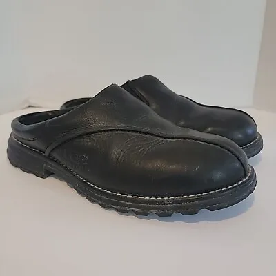 UGG Australia Women's Black Leather Sheepskin Lined Clogs Mule 5348 Size 9 • $40