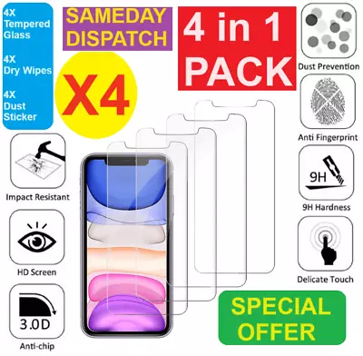 Tempered Glass Screen Protector For IPhone 15 14 13 12 11 Pro Max XS X XR Plus • £2.29