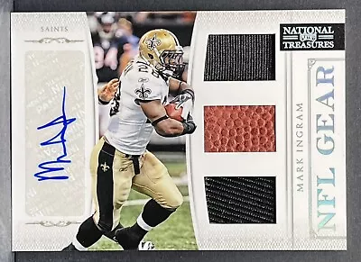 2012 Playoff National Treasures NFL Gear Triple Patch Relic Mark Ingram Auto /25 • $40