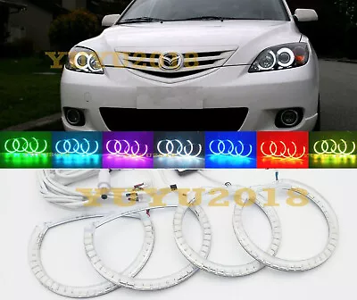 RGB Halo Rings For Mazda 3 2004-2009 Headlight LED Angel Eye Lamp Multicolor DRL • $55.71