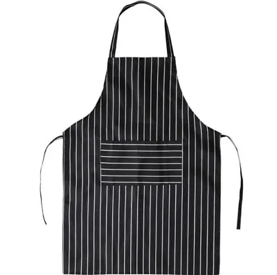 £3.49 • Buy Black White Stripes Waist Pocket APRON For  Waiter Waitress Barista Butcher 