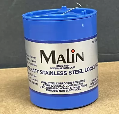 Malin Stainless Steel Aircraft Safety Lock Wire MS20995C32 1 LB. Roll .032” New • $21.08