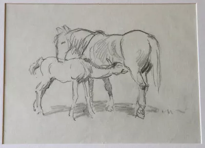 John Murray Thomson – Mare And Foal – Horse Horses Equine Pencil Drawing • £29